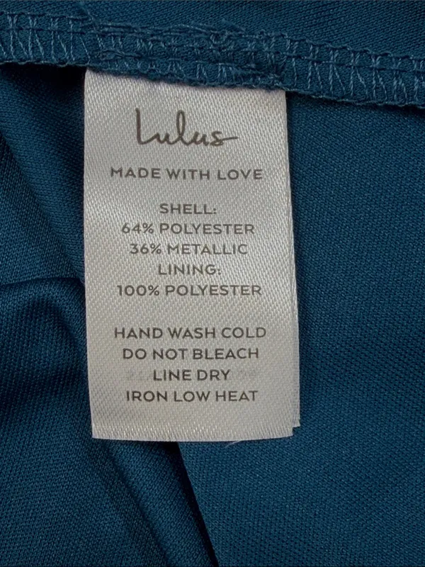 Lulus NWT Smokeshow Teal Metallic Deep V Sleeveless Skater Mini Dress Size XS - Image 10