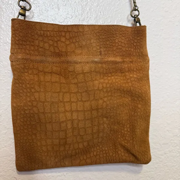 Free People Nicolette 100% Leather Crossbody Tan Croc Embossed Chain Strap - Image 2