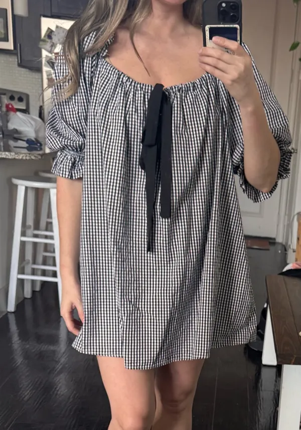 Black plaid dress mini Size M - Image 3