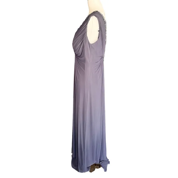Alex Evenings Woman‎ Gray Embellished Ruched Gown Dress 14W Formal Wedding Guest - Image 7