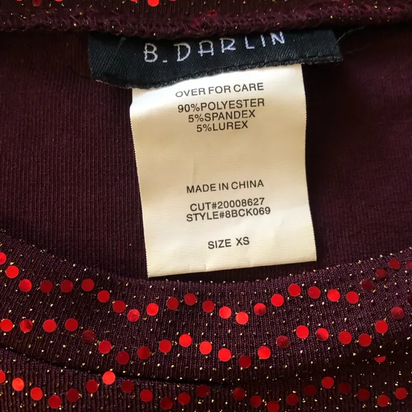 B Darlin Burgundy Sequin Long Sleeve Dress - Image 3
