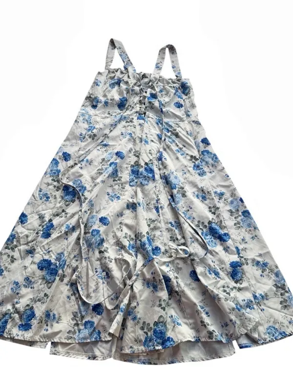 SHEIN Curve 0XL Blue Floral Lace-Up Back Slit Maxi Dress Bustier Corset - Image 2