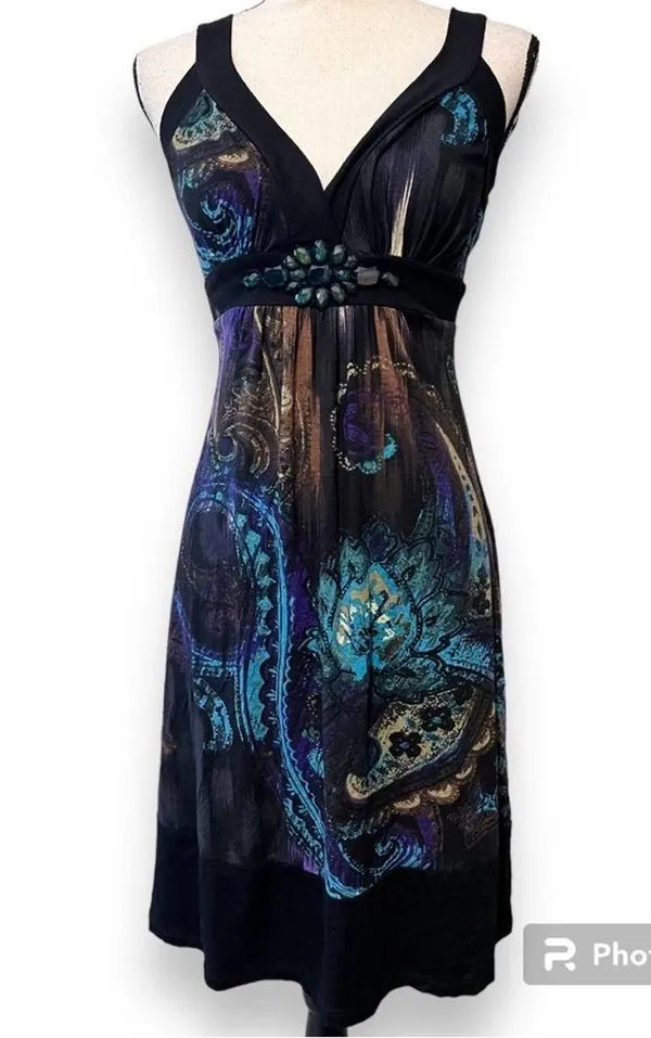 Karen Kane womens small fall fantasy dress with jewels workwear cruisewear nwt - Image 12