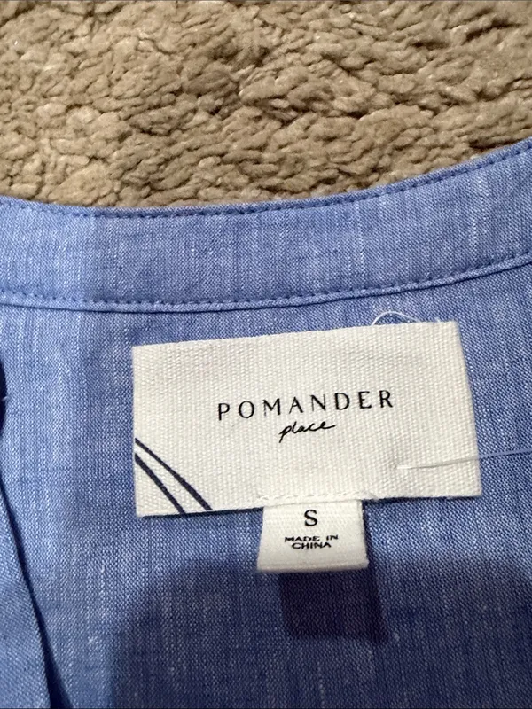 Pomander Place kenzo chambray Light Blue Tiered Long-Sleeve Dress size S EUC - Image 4