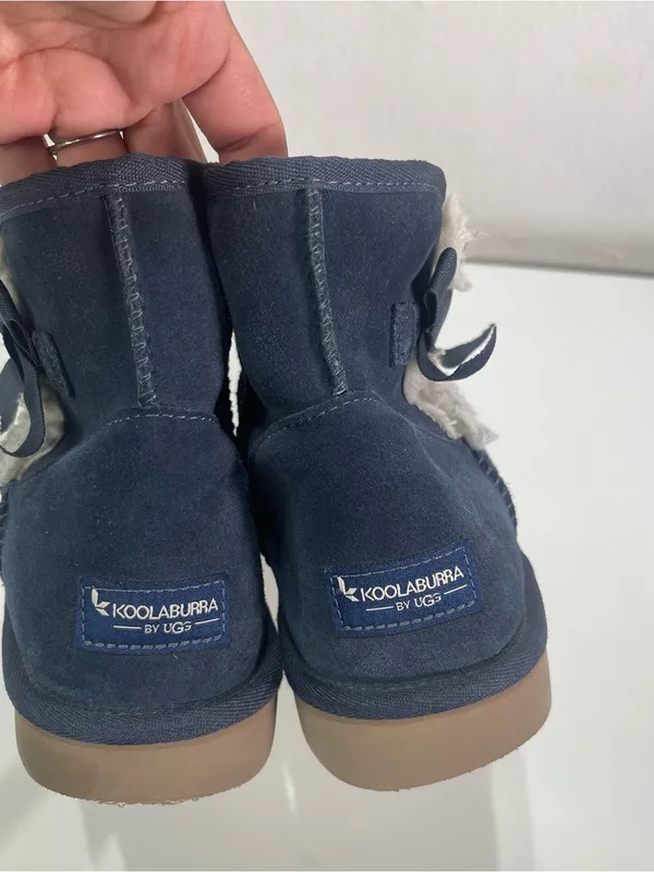 Koolaburra By UGG Mini Boots Women's 11 Blue Suede Shearling Booties Bows - Image 4