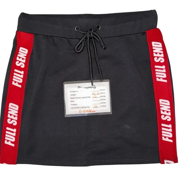 Full Send Skirt | Black Mini with Red Stripe |‎ Drawstring Waist, Comfy Size XS - Image 2