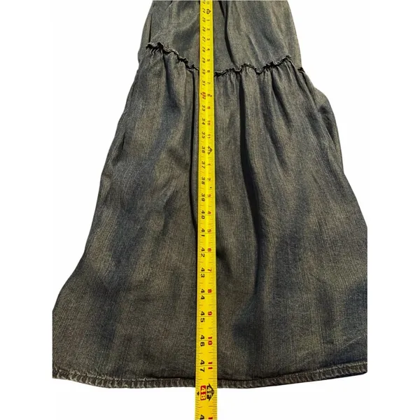 Lands End Womens Modest Tiered Denim Midi Dress Size M Western Cottage Coastal - Image 6