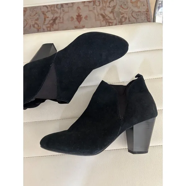 Arizona Jean Co Womens Black Suede Ankle Boots Block Heel Chelsea Booties 19138‎ - Image 7