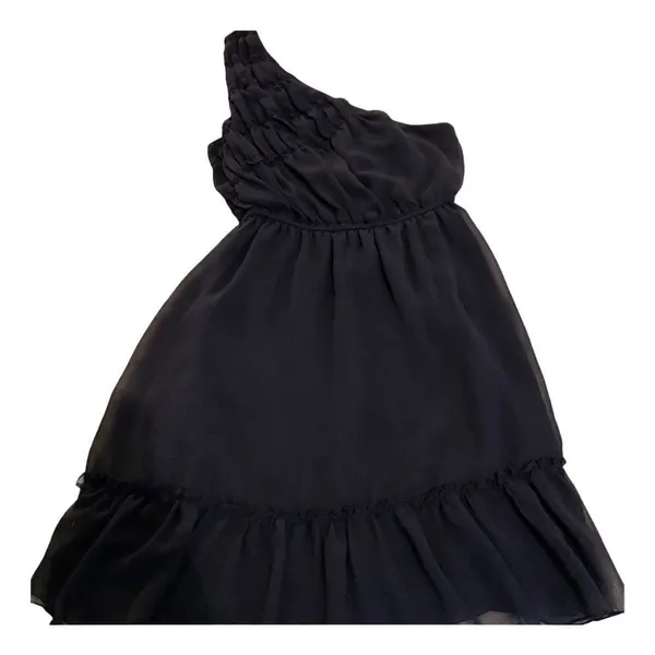 YA Los Angeles Navy Blue One Shoulder Ruched Chiffon Mini Dress‎ Small - Image 2