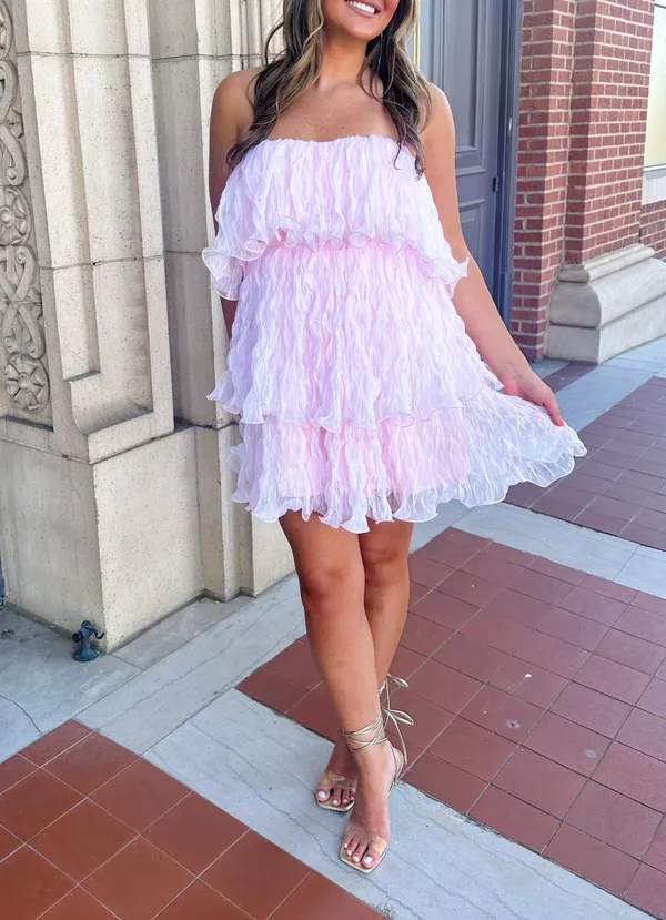 Strapless Mini Dress Pink - Image 2