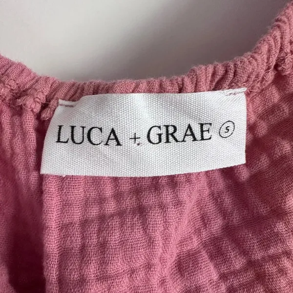 Luca + Grae Pink‎ Tie Front Crop Top Puff Sleeves Size Small Cruise Summer - Image 4