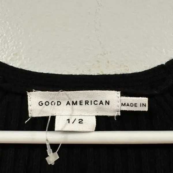 NWT Good American Long Sleeve Belted Bodycon Midi Sweater Dress Black 1/2 - Image 5