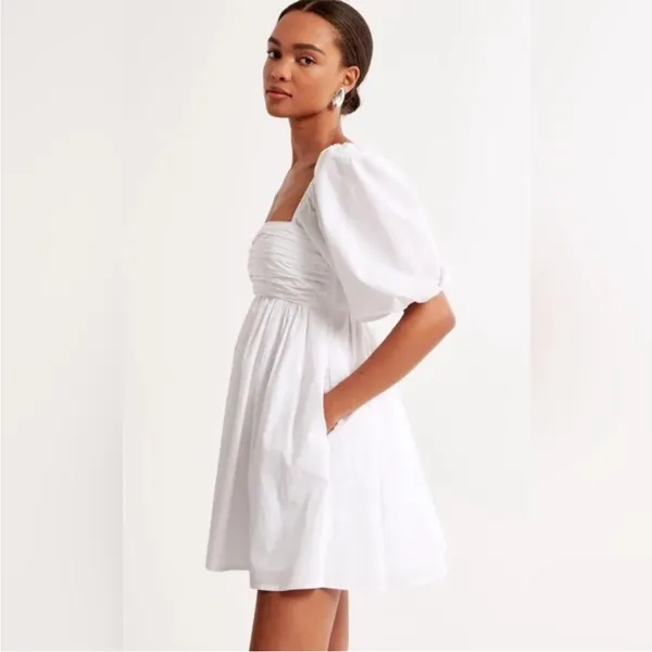 Abercrombie & Fitch Emerson Mini Poplin Cotton Dress in White Size XS - Image 4