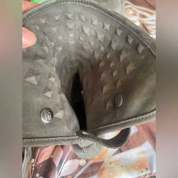 UGG Gray Boots with Suede Finish and Studded Detailing - Image 10