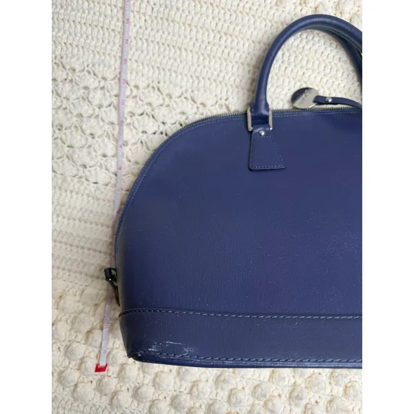 FIORE Women's Saffiano Leather Classic Dome Satchel Bag Made in Italy Navy - Image 15
