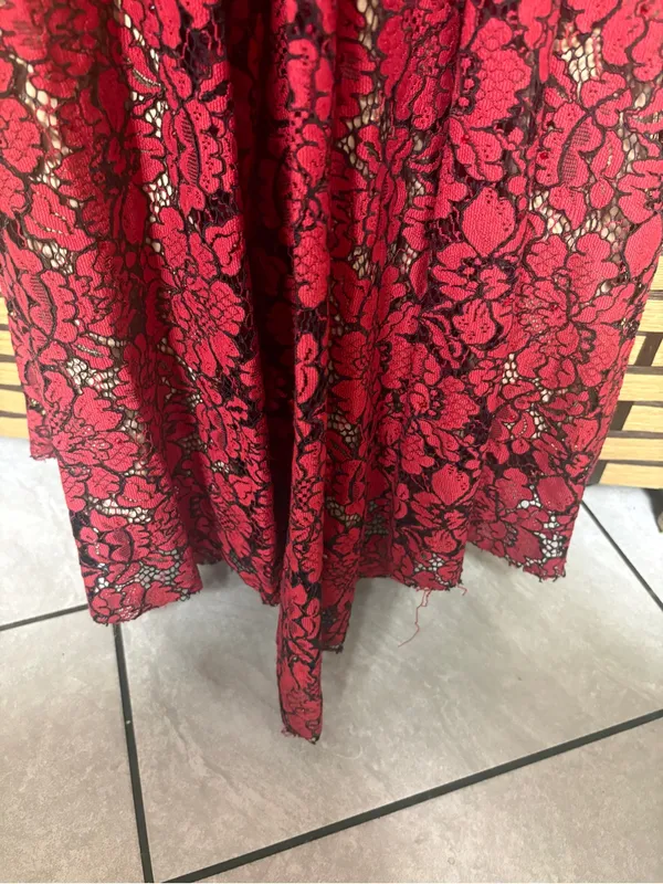 Ellie Wilde mon Cheri red and tan lace gown size 4 - Image 12