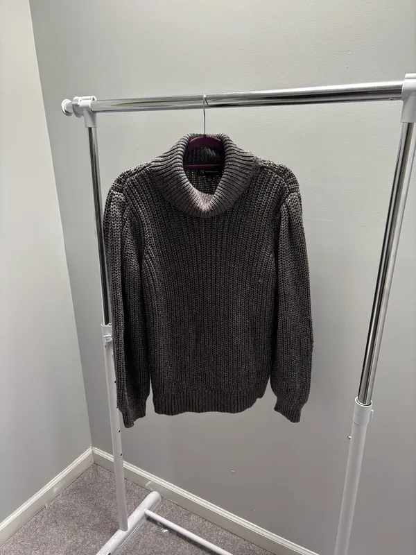 INC International Concepts Chunky Gray Metallic-Flecked Turtleneck Sweater - Image 2