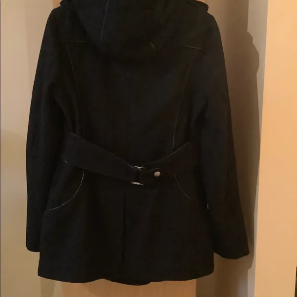 Miss sixty black wool jacket coat medium button down belted mid length - Image 2