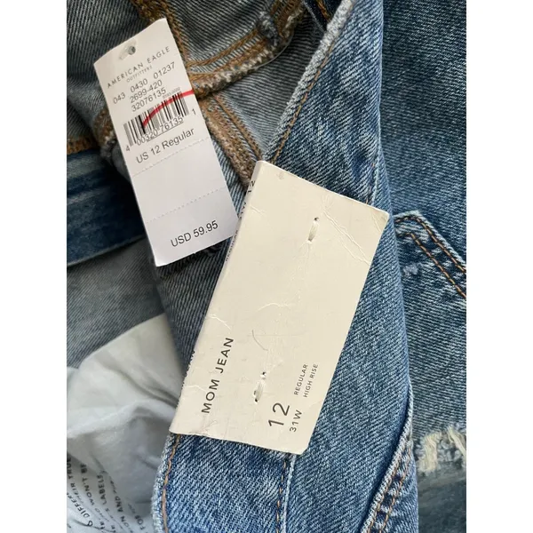 American Eagle Outfitters Womens Frayed Hem Mom Jeans Size 12/ 31W NEW - Image 9