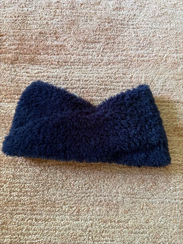 Aerie Plush Fuzzy Twist Headband One Size Navy Blue NWT - Image 3