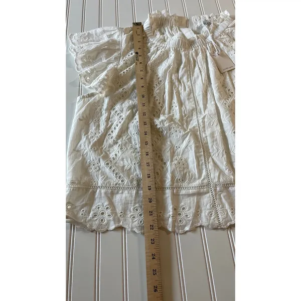 Jennifer & Grace White Eyelet Blouse Embroidery Ruffle Cap‎ Sleeve XL NWT - Image 4