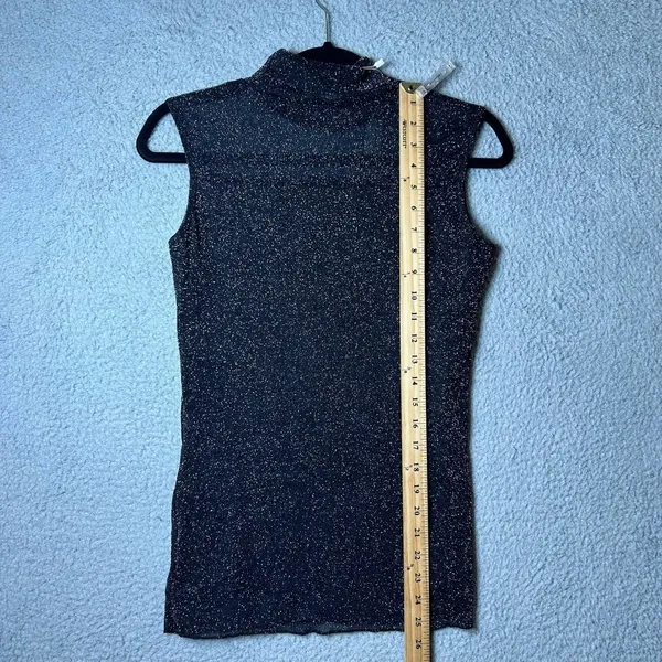Akalnny Top Womens‎ Large Black Sleeveless Glitter Mesh Slim Fit Tank Party NEW - Image 8