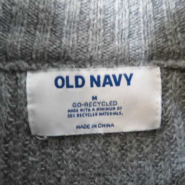 Old Navy Women's Gray Ribbed Knit Quarter Zip Sweater Size Medium Preppy - Image 6