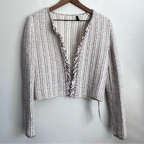 Galinne speckle boucle blazer jacket Open Front Tweed S - Image 3