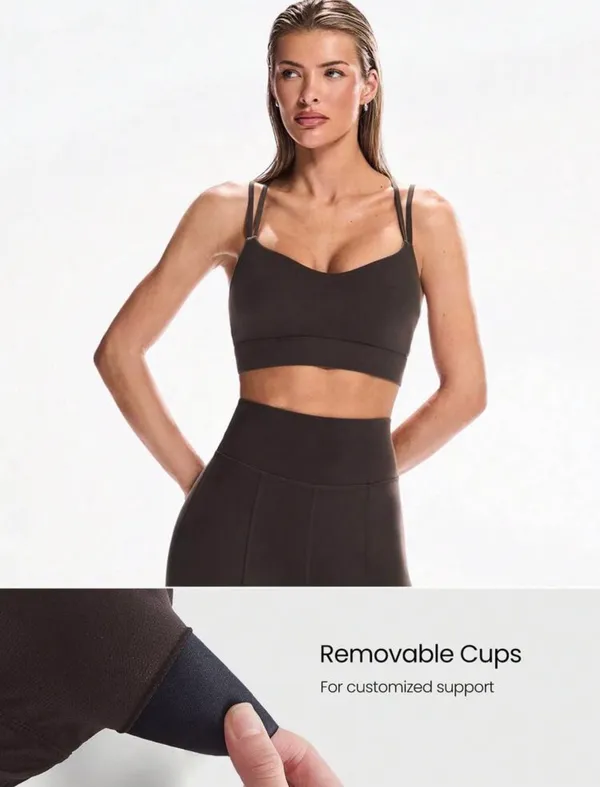 SheIn Glowmode FeatherFit Double-Strap Heart-Shaped Neck Sports Bra Low Impact Yoga - Image 6