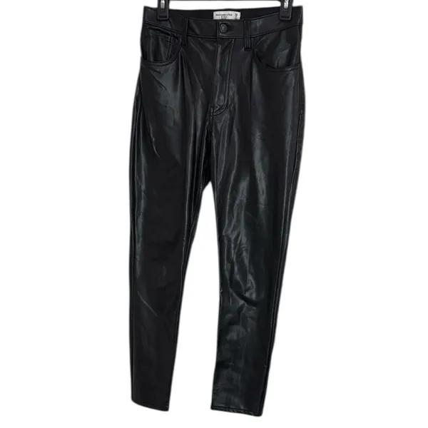 Abercrombie & Fitch Black The Skinny High Rise Faux Leather Jeans size 28 - Image 2