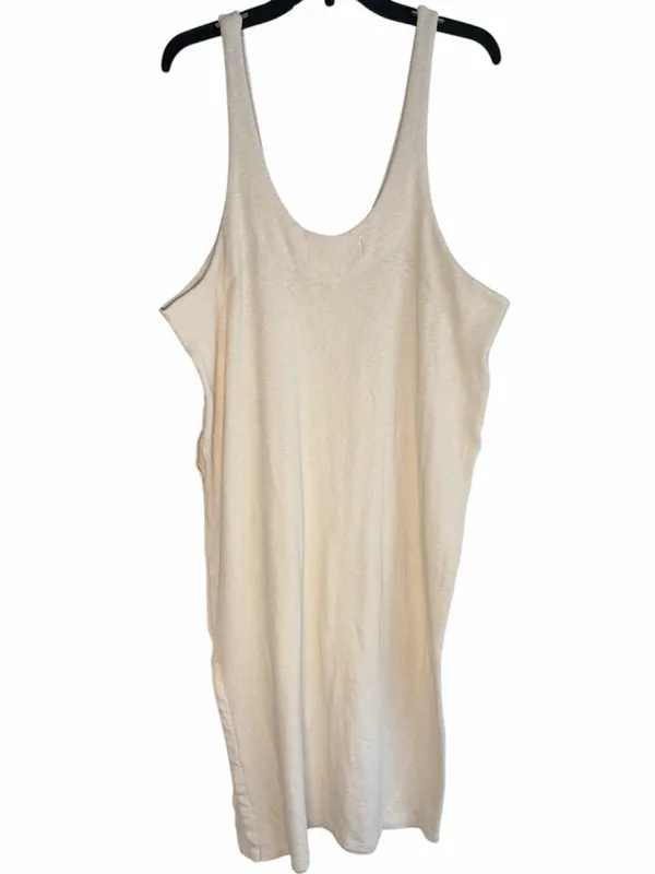 Free People Beach Scoop Neck‎ Ribbed Cream Be Happy Pinafore Dress Small - Image 3