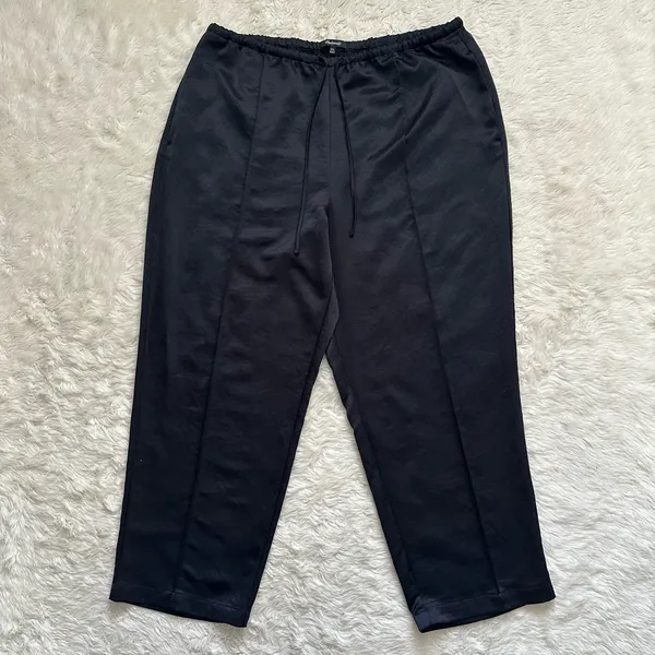 Madewell Pants Petite Pintucked Slim Pull-On Pants in Satin True Black Sz PXL - Image 6