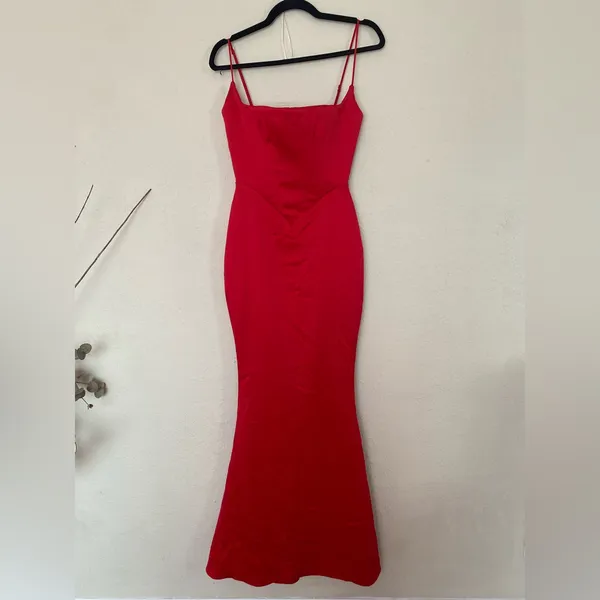 HOUSE OF CB 'Olivette' Red Rose Satin Corset‎ Maxi Dress NWOT size XS - Image 6