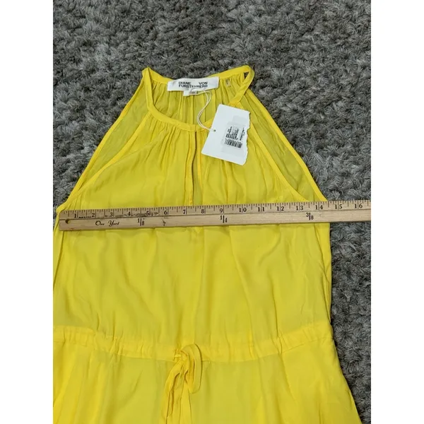 Diane von Furstenberg Women XS Sally Dress Yellow Lemon Zest Maxi Drawstring NWT - Image 13