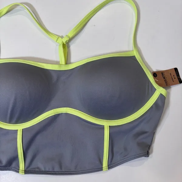 Victoria’s Secret Ultimate Push up Corset Gray Yellow Sports Bra New Size Medium - Image 7