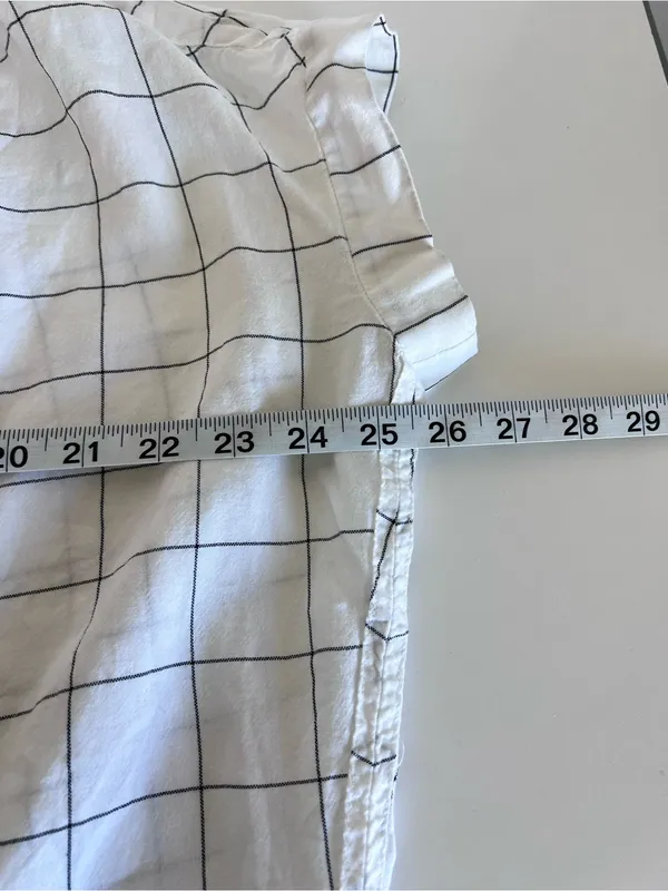 Madewell‎ Women's Short Sleeve Button Front Windowpane Shirt - Image 9