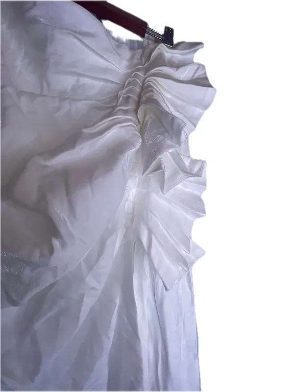 OHM White Asymmetric Ruffle Skirt Size L - Image 3
