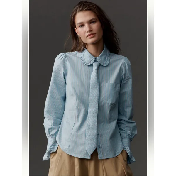 Anthropologie Maeve Necktie Oxford Buttondown Shirt - Image 4