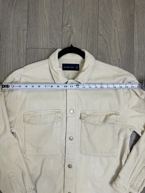 Abercrombie & Fitch Cream Corduroy Shirt Jacket | Men’s Size S - Image 8