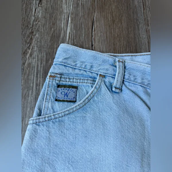 VTG Wrangler Mom Shorts Baggy Shorts Blue Faded Size 14 31 32 - Image 3