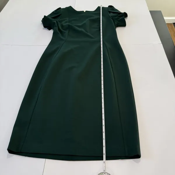 Calvin Klein Dark Green Tulip Sleeve Stretch Crepe Sheath Dress‎ Size 6 - Image 10