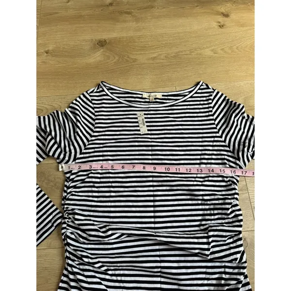 NWT Madewell Ruched Crewneck Long-Sleeve Tee in Soft Slub Jet black size M - Image 7