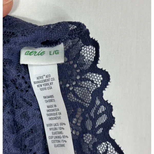 Aerie Lace‎ Bralette Womens L Navy Strappy Cage Back V-Neck Festival Layering - Image 3