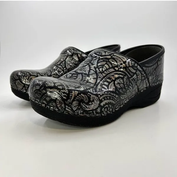 Dansko XP 2.0 Professional Clogs 39 US 8.5-9‎ Silver Black Paisley Nursing Slip - Image 2