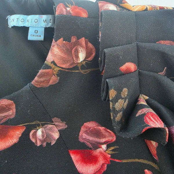 Antonio Melani NWT Tatum Dress Blackberry Ivory Floral Puff Sleeve Sheath Size 0 - Image 6