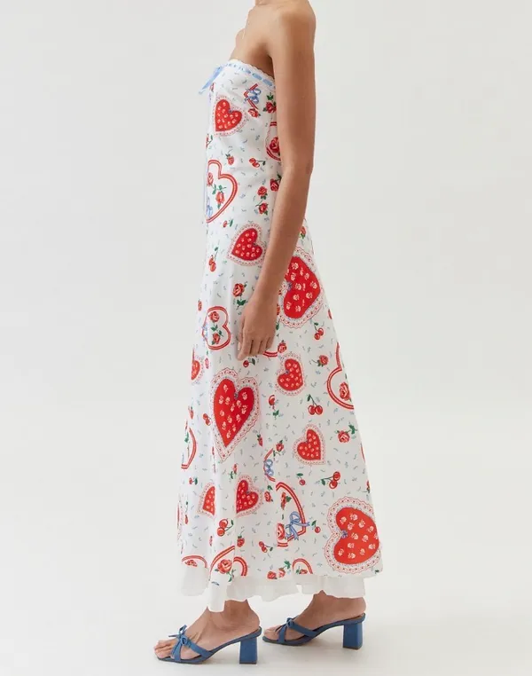 For Love & Lemons Daisy Mae Strapless Midi Bias Dress, Size M - Image 19