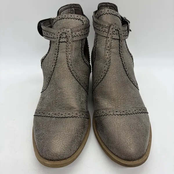 Very G Womens 8 Boots Western Cutout Ankle Pewter Gray Buckle Country Festival - Image 3