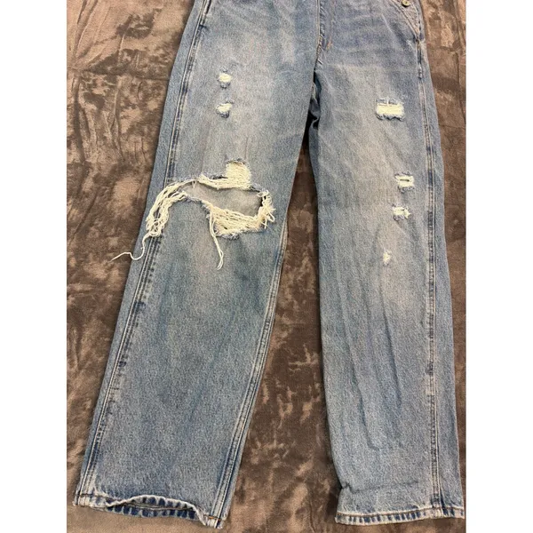 Abercrombie & Fitch Overalls Womens Blue Distressed Denim M - Image 3
