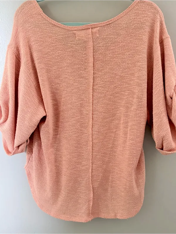 Free People Beach Peach Knit Dolman Sleeve Top Medium - Image 5