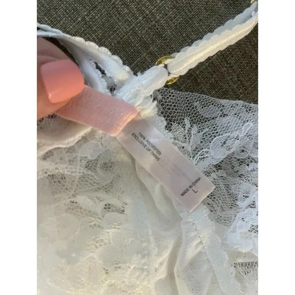 Victoria's Secret White Very Sexy Lace Babydoll Bra Cami Nightie VS Size Large - Image 7
